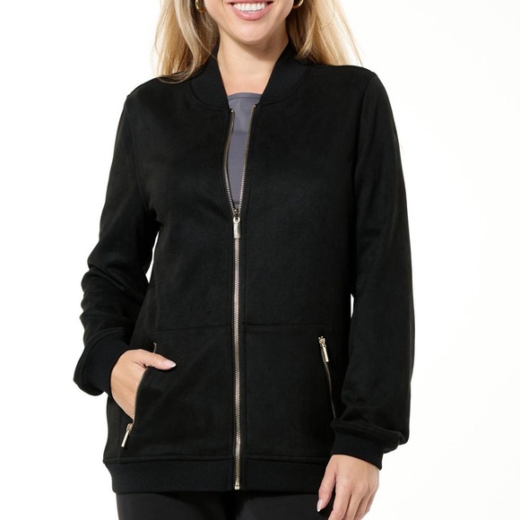 Joy CleanBoss Luxurious Faux Suede Reversible Bomber Jacket - - Picture 1 of 6